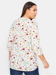 Yours Curve Cream Pintuck Half Placket Blouse - Image 2 of 4