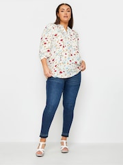 Yours Curve Cream Pintuck Half Placket Blouse - Image 3 of 4