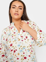 Yours Curve Cream Pintuck Half Placket Blouse - Image 4 of 4