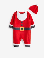 Rot - Baby Weichnachtlicher Schlafanzug aus Velours (0 Monate bis 2 Jahre) - Bild 1 von 5