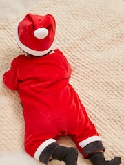 Rot - Baby Weichnachtlicher Schlafanzug aus Velours (0 Monate bis 2 Jahre) - Bild 5 von 5