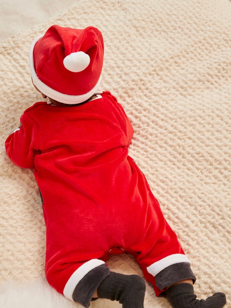 Rot - Baby Weichnachtlicher Schlafanzug aus Velours (0 Monate bis 2 Jahre) - Bild 5 von 5