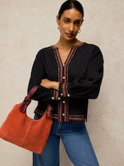 White Stuff Black Lizzie Embroidered Top - Image 2 of 6