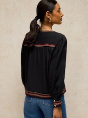 White Stuff Black Lizzie Embroidered Top - Image 3 of 6