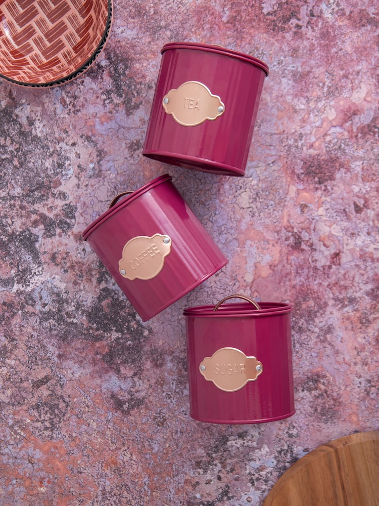 Kitchencraft Burgundy 3 Pieces Storage Canisters - Image 1 of 3