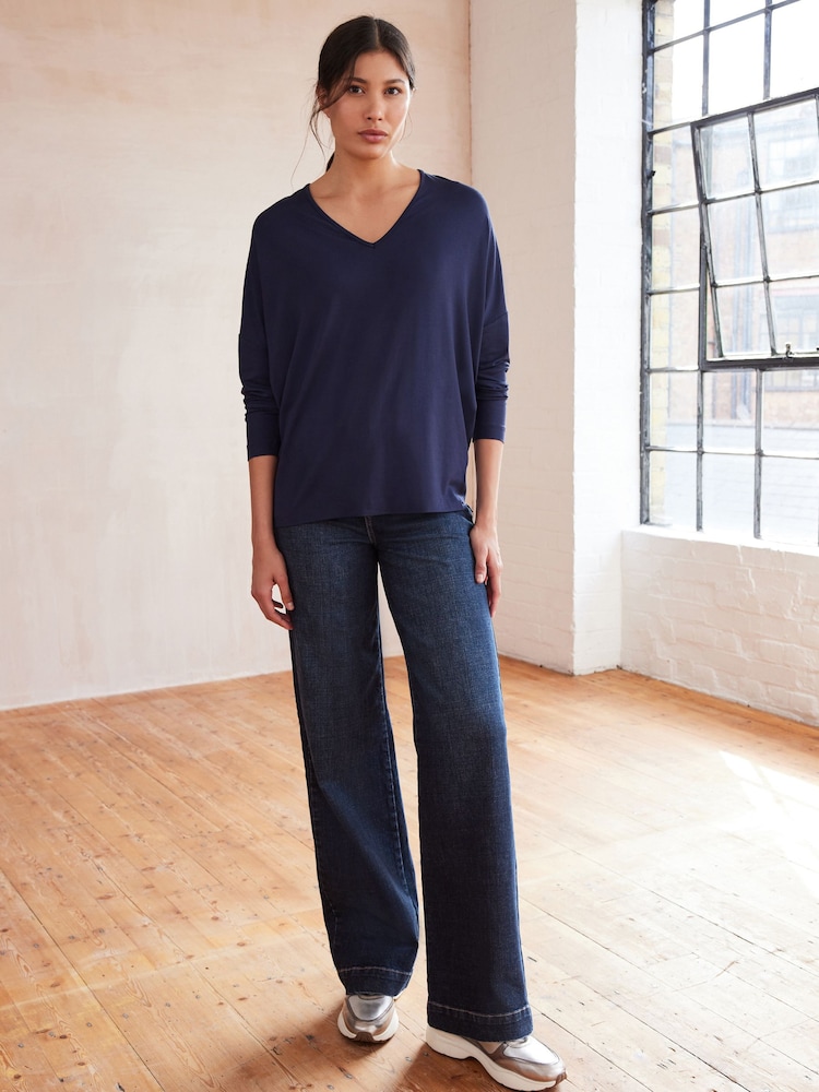 Navy Blue Long Sleeve Tunic Top - Image 2 of 7