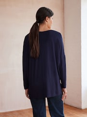 Navy Blue Long Sleeve Tunic Top - Image 4 of 7