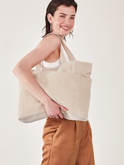 Accessorize Cream Corduroy Shopper Bag - Image 1 of 4
