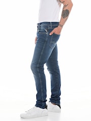 Replay Slim Fit Dark Blue Anbass Blue Jeans - Image 3 of 4