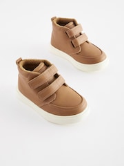 Tan Brown With Off White Sole Standard Fit (F) Warm Lined Touch Fastening Boots - Image 1 of 5