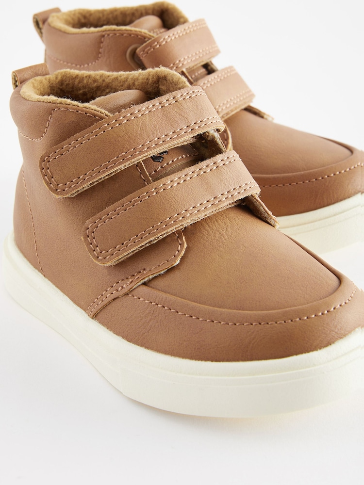 Tan Brown With Off White Sole Standard Fit (F) Warm Lined Touch Fastening Boots - Image 4 of 5