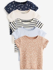 Blue Rib Short Sleeve T-Shirts 5 Pack (3mths-7yrs) - Image 1 of 3