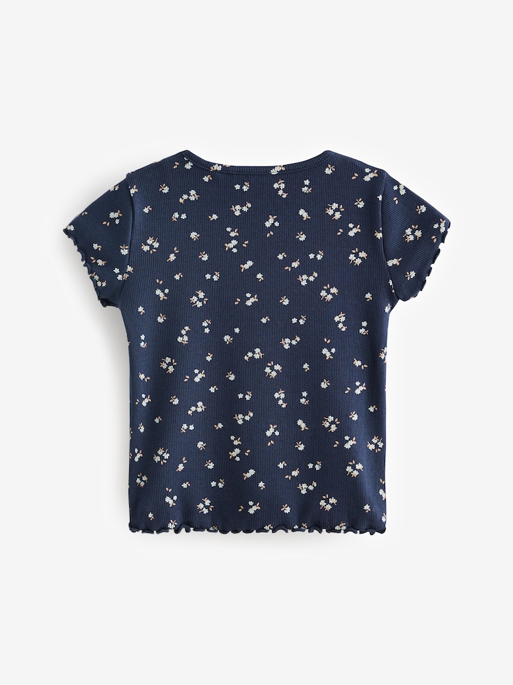 Blue Rib Short Sleeve T-Shirts 5 Pack (3mths-7yrs) - Image 2 of 3