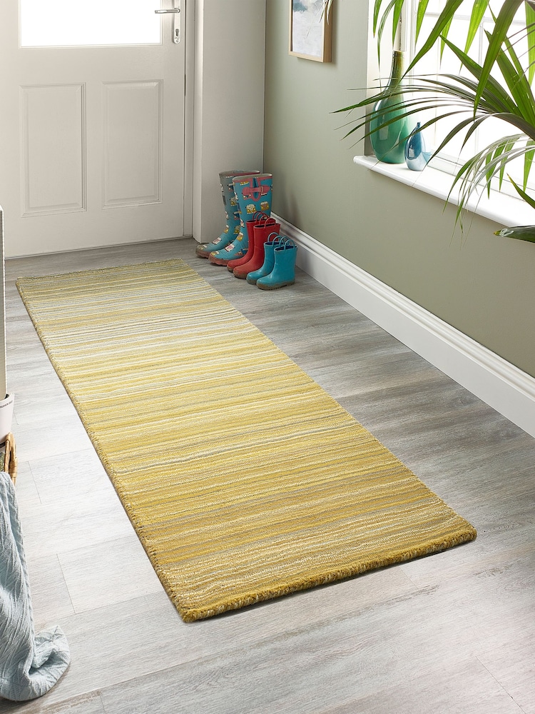 Origin Rug Collection. Ochre Fine Stripe Runner - Image 1 of 4
