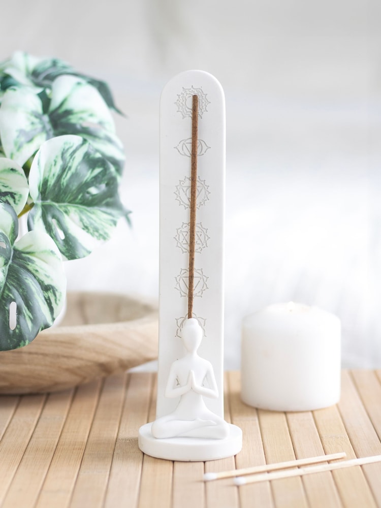 Something Different White White Chakra and Yoga Pose Incense Stick Holder - Image 1 of 4 Something Different White White Chakra and Yoga Pose Incense Stick Holder - Image 1 of 4