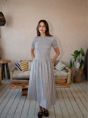 Amy Lynn Blue Baia Polka Dot Satin Halter Dress - Image 4 of 8