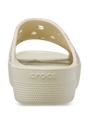 Crocs White Adults Classic Patterned Platform Slides - Image 4 of 5