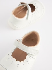 White Leather Wide Fit (G) Crawler Mary Jane Shoes - Image 4 of 5