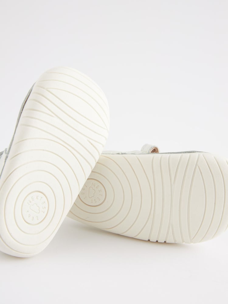 White Leather Wide Fit (G) Crawler Mary Jane Shoes - Image 5 of 5