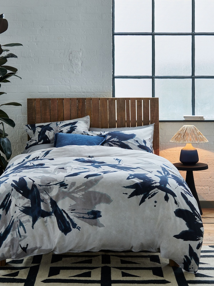 French Connection Navy Azzurra 220 Thread Count Duvet Cover and Pillowcase Set - Image 1 of 3