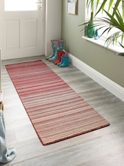 Origin Rug Collection. Red Fine Stripe Runner - Image 1 of 6