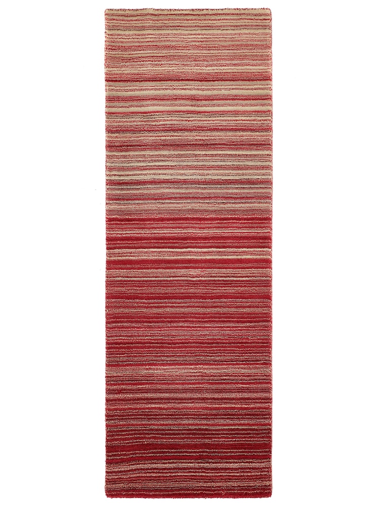 Origin Rug Collection. Red Fine Stripe Runner - Image 2 of 6