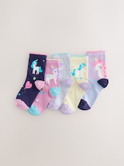 Multi - Lot de 5 paires de chaussettes licorne en coton - Image 1 de 3