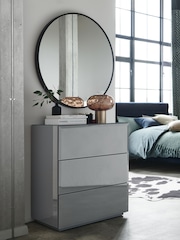 Grey Sloane Glass Collection Luxe 3 Drawer Bedside Table - Image 1 of 8