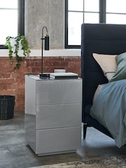 Grey Sloane Glass Collection Luxe 3 Drawer Bedside Table - Image 2 of 8
