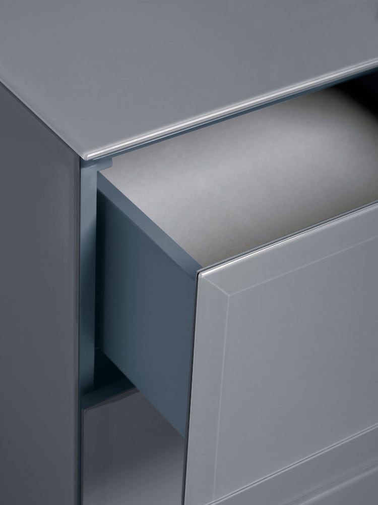 Grey Sloane Glass Collection Luxe 3 Drawer Bedside Table - Image 8 of 8