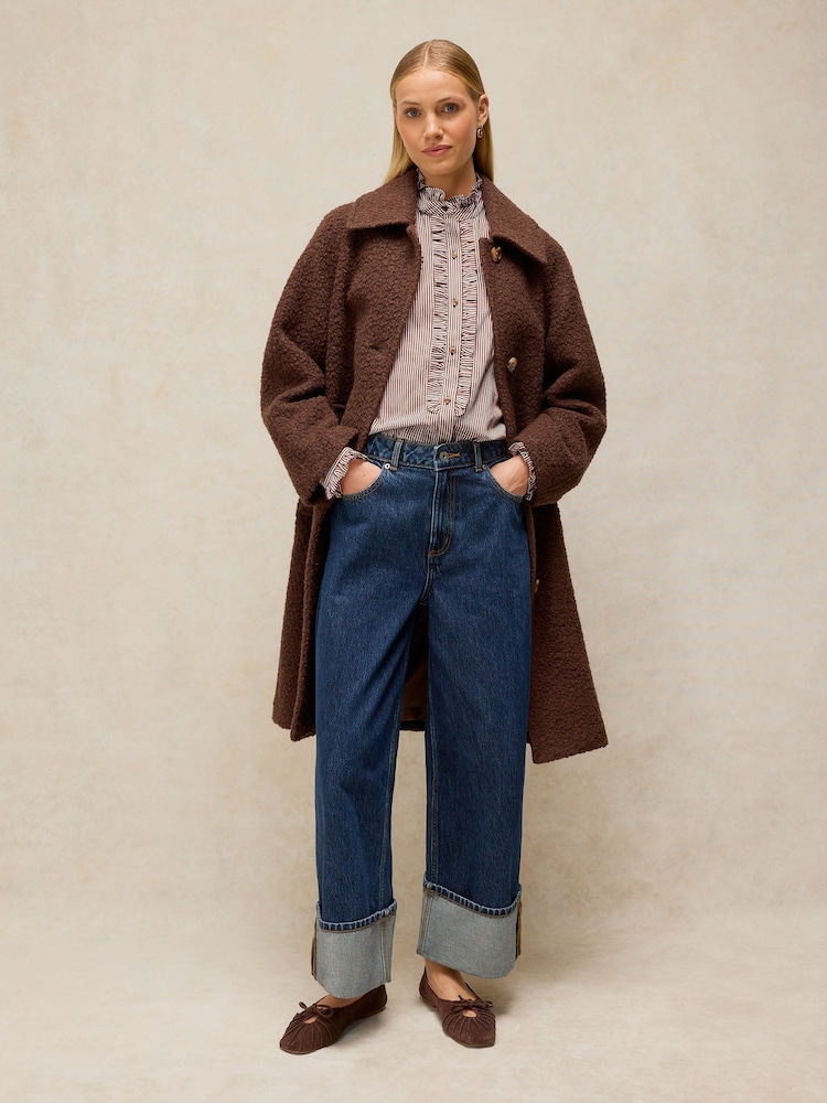 White Stuff Brown Frill Neck Shirt - Image 1 of 6