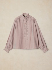 White Stuff Brown Frill Neck Shirt - Image 5 of 6