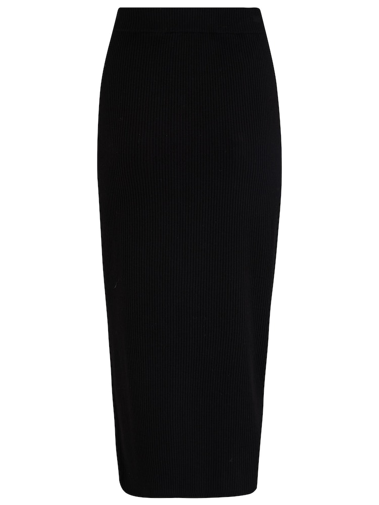 Pour Moi Black Beth Rib Knit Midi Skirt - Image 4 of 4