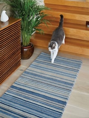 Origins Blue Beige Fine Stripe Runner - Image 5 of 5