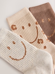 Brown/Cream Leopard Cotton Rich Cushioned Sole Ankle Socks 3 Pack - Image 2 of 3