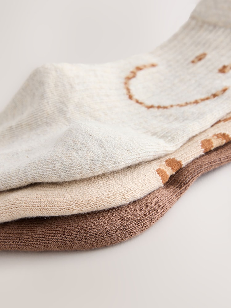 Brown/Cream Leopard Cotton Rich Cushioned Sole Ankle Socks 3 Pack - Image 3 of 3 Brown/Cream Leopard Cotton Rich Cushioned Sole Ankle Socks 3 Pack - Image 3 of 3