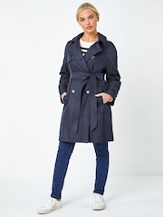 Roman Blue Double Breasted Trench Coat - Image 2 of 5