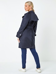 Roman Blue Double Breasted Trench Coat - Image 3 of 5