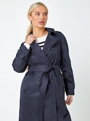 Roman Blue Double Breasted Trench Coat - Image 4 of 5