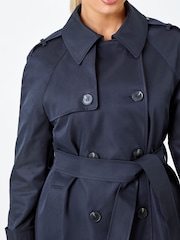 Roman Blue Double Breasted Trench Coat - Image 5 of 5