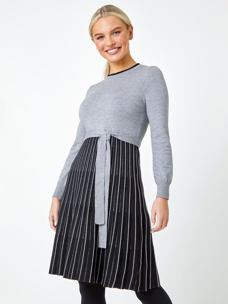 Roman Grey Knitted Fit & Flare Dress - Image 2 of 5