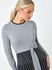 Roman Grey Knitted Fit & Flare Dress - Image 4 of 5