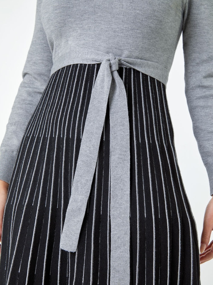 Roman Grey Knitted Fit & Flare Dress - Image 5 of 5
