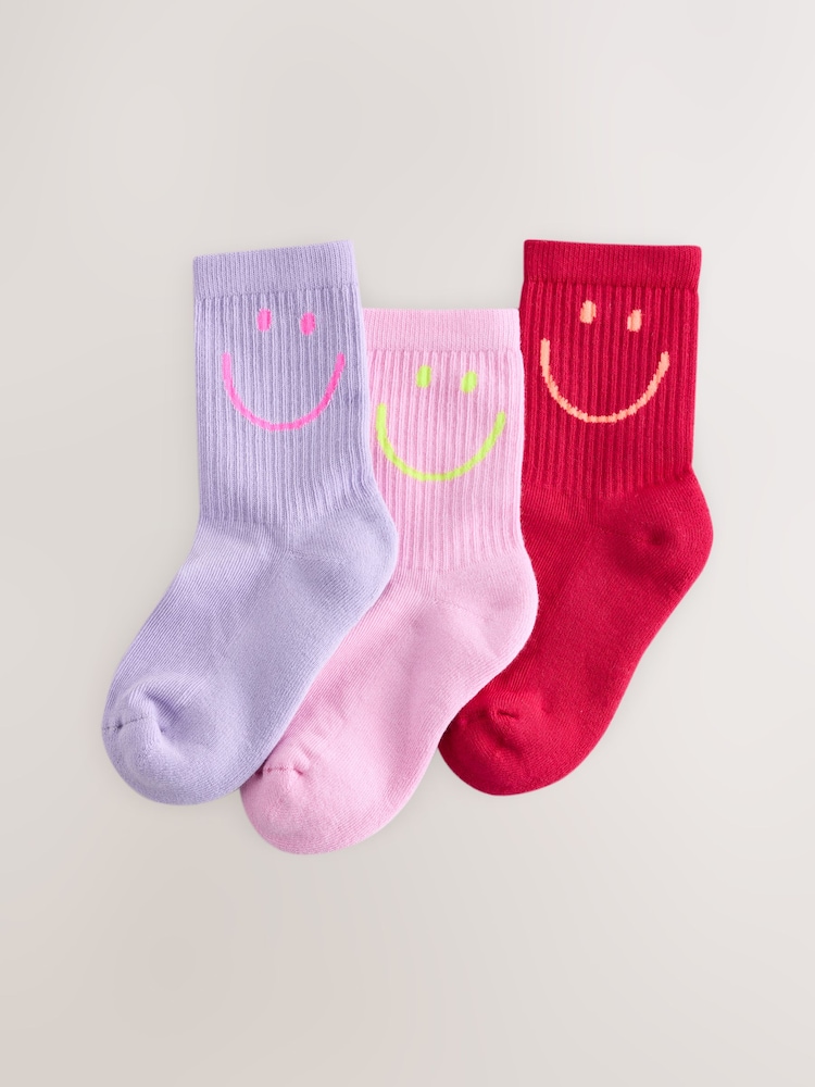 Pink Purple and Red Cotton Rich Cushioned Sole Ankle Socks 3 Pack - Image 1 of 3 Pink Purple and Red Cotton Rich Cushioned Sole Ankle Socks 3 Pack - Image 1 of 3