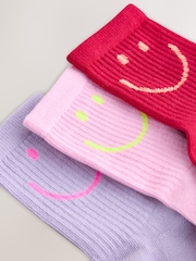 Pink Purple and Red Cotton Rich Cushioned Sole Ankle Socks 3 Pack - Image 2 of 3
