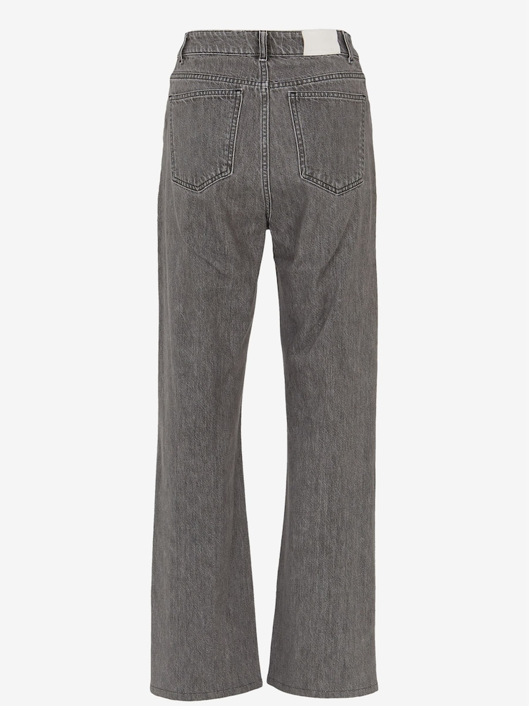 Mint Velvet Grey 100% Cotton  Washed Wide Jeans - Image 8 of 8