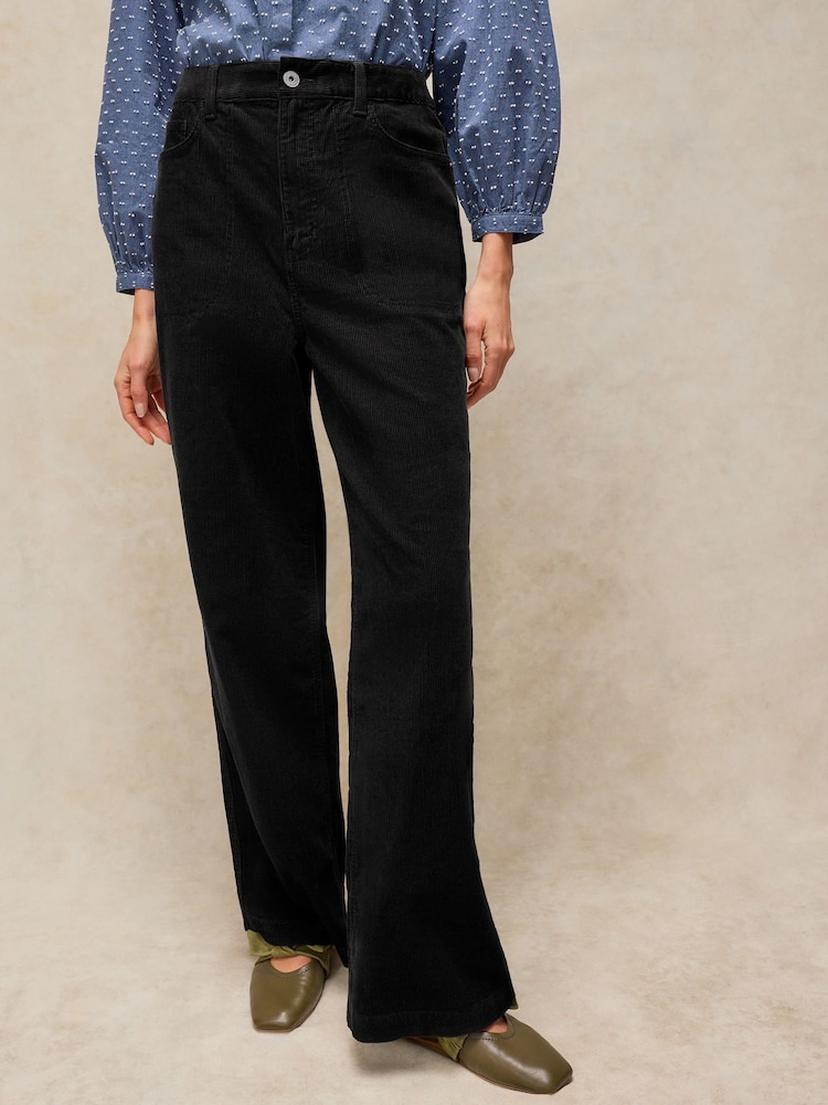 White Stuff Black Tia Cord Wide Leg Trousers - Image 1 of 6
