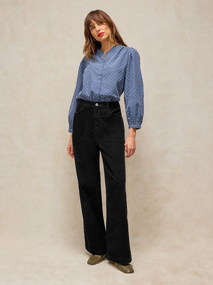 White Stuff Black Tia Cord Wide Leg Trousers - Image 2 of 6