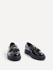 Linzi Black Gemina Platform Loafers with Tassels And Gold Detail - Image 3 of 5