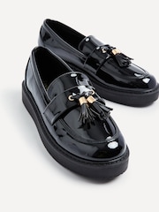 Linzi Black Gemina Platform Loafers with Tassels And Gold Detail - Image 4 of 5